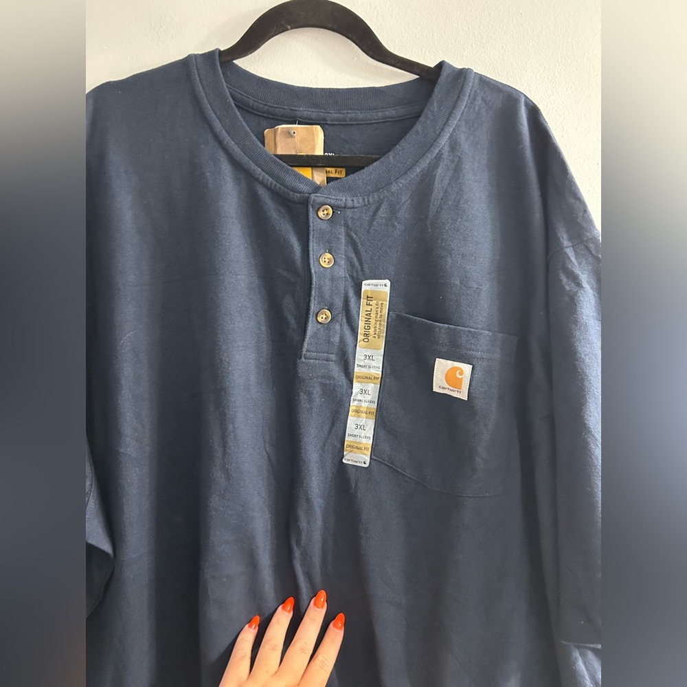 NWT Carhartt mens Workwear Pocket Henley Shirt loose fit navy - Picture 5 of 6